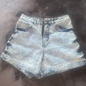 Women’s High-Waisted Acid Wash Denim Shorts
